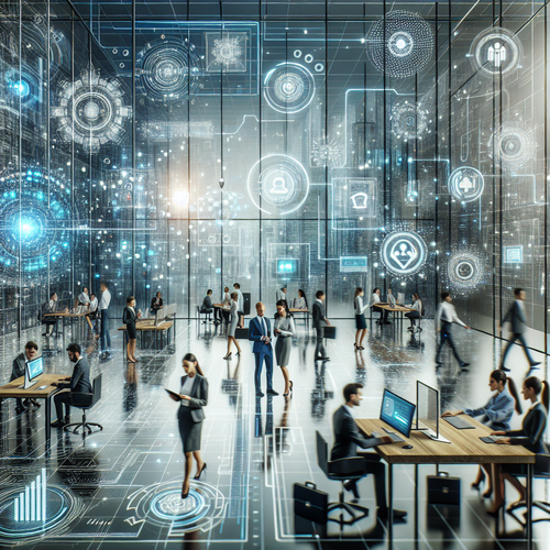 Entorno empresarial moderno con agentes de inteligencia artificial integrados