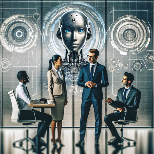 Agente de inteligencia artificial interactuando en entorno empresarial moderno