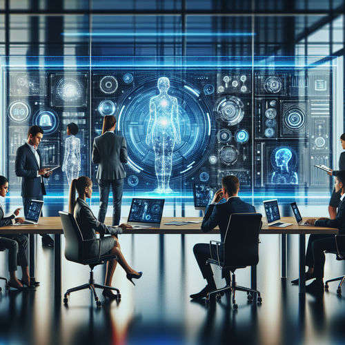 Ejecutivos empleando agentes de inteligencia artificial para optimizar procesos empresariales